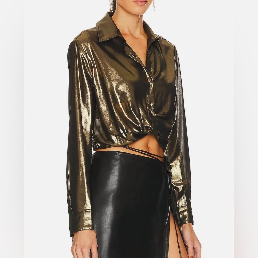 NWT Le Superbe REVOLVE Metallic Sunset Tower Tuck Shirt Sz 2 SOLD OUT